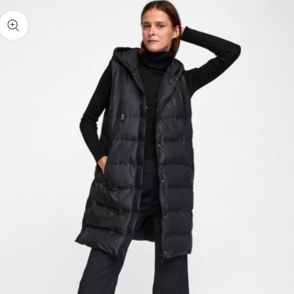 Zara hooded long puffer vest